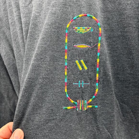 Darwish Ultra Soft Egyptian Cotton Mens 2XL Gray Shirt with Heiroglphics EUC - Picture 4 of 6